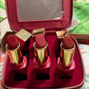 Estée Lauder breast cancer awareness lipstick set with Pink Leather Zip Pouch